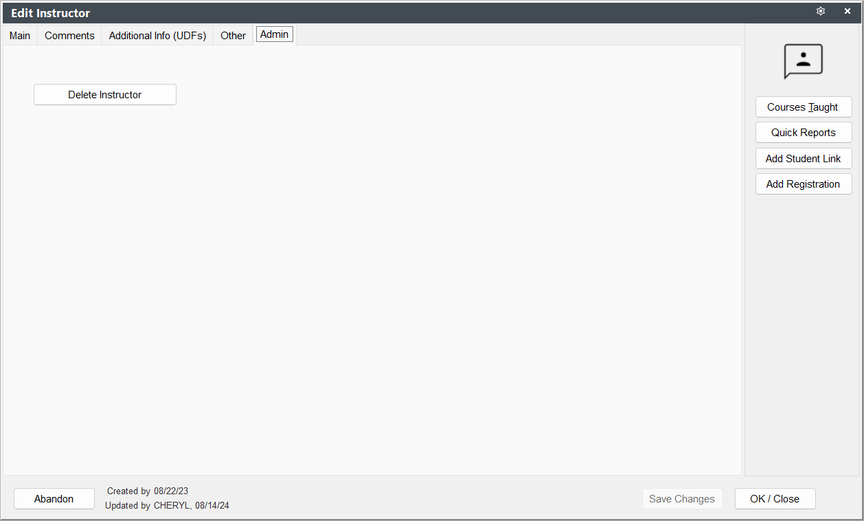 Faculty Admin Tab