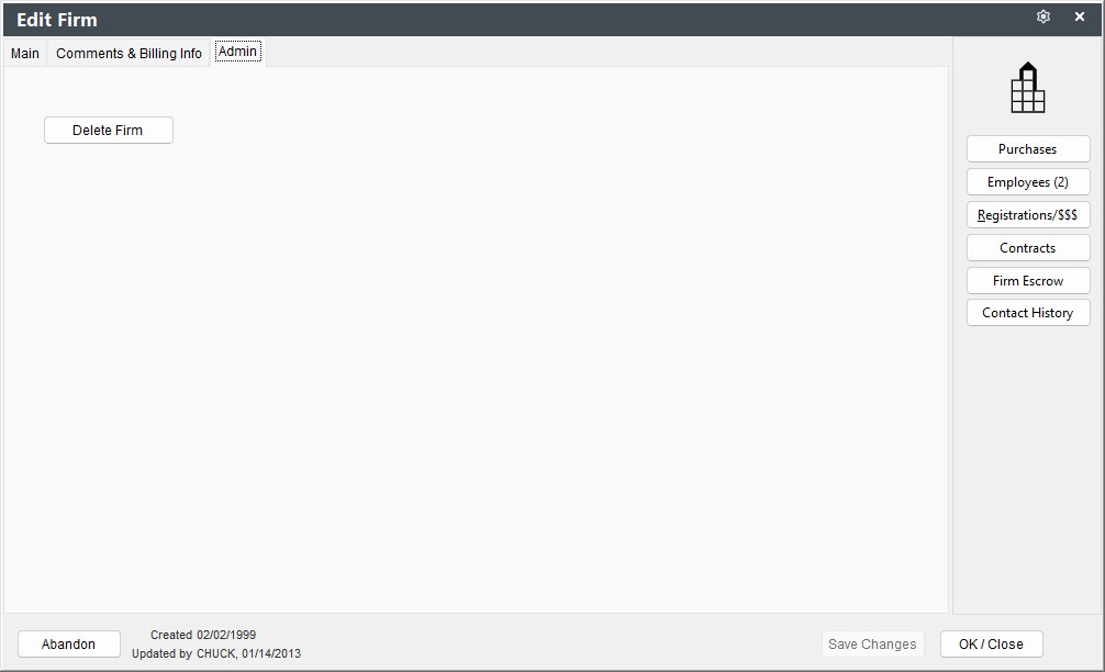 Firm Admin Tab