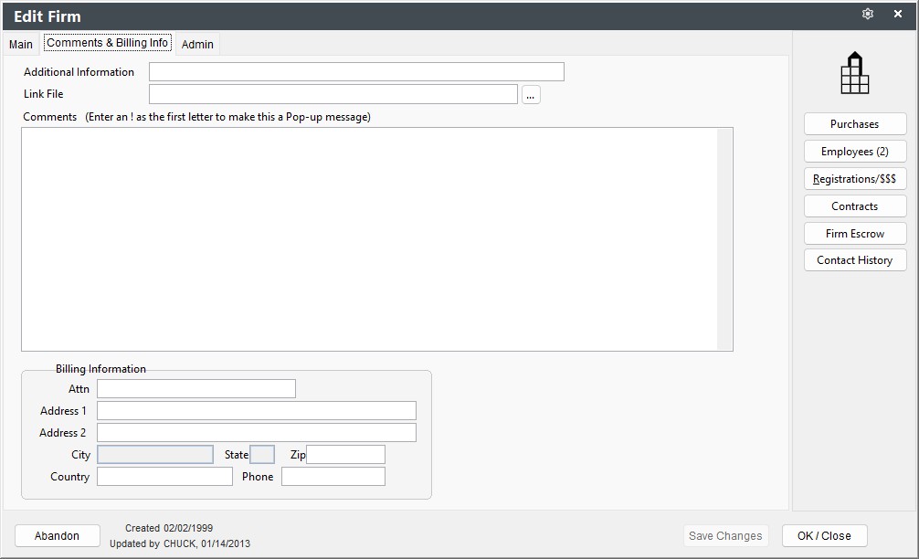 Firm Comments Tab