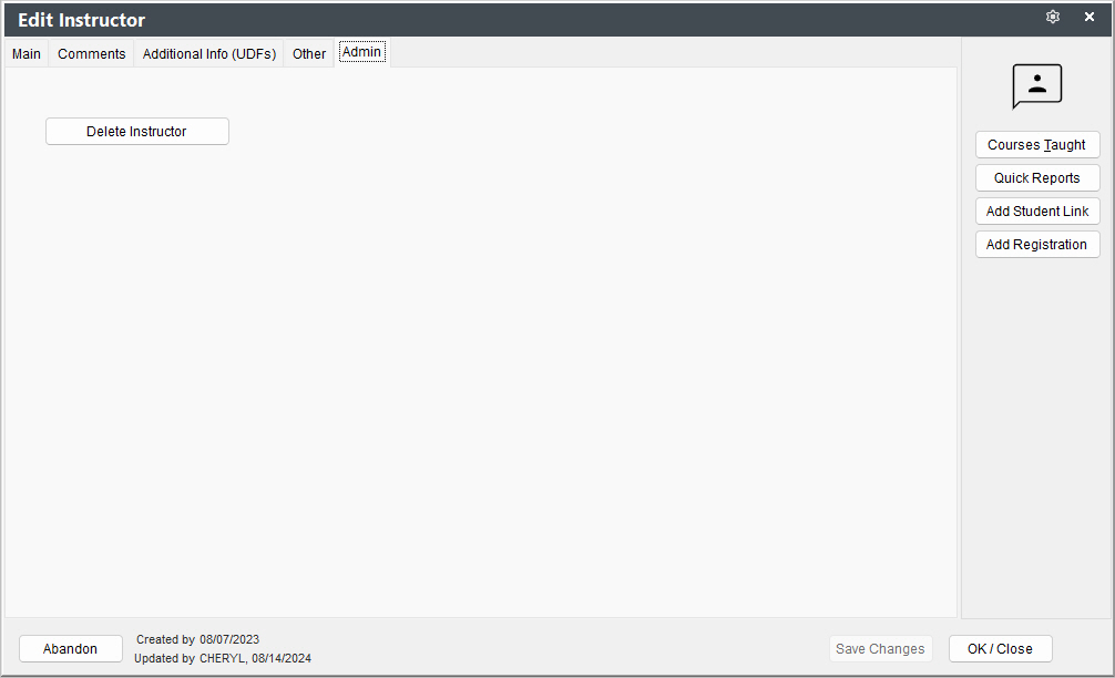 Faculty Admin Tab