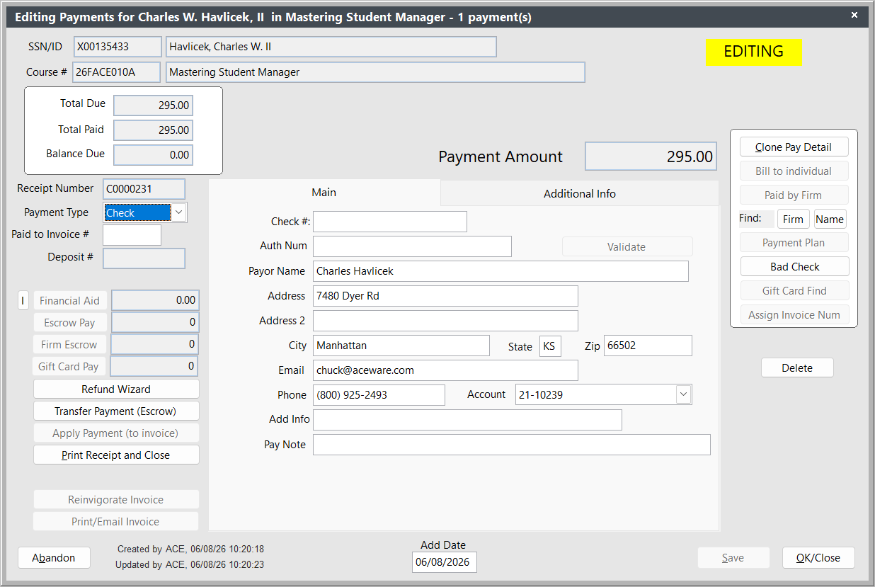 Payment Screen