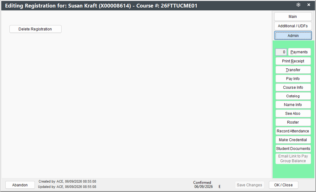 Register Admin Screen