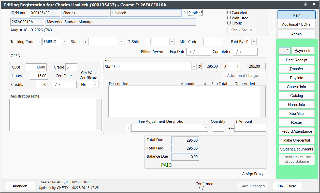 Registration Screen